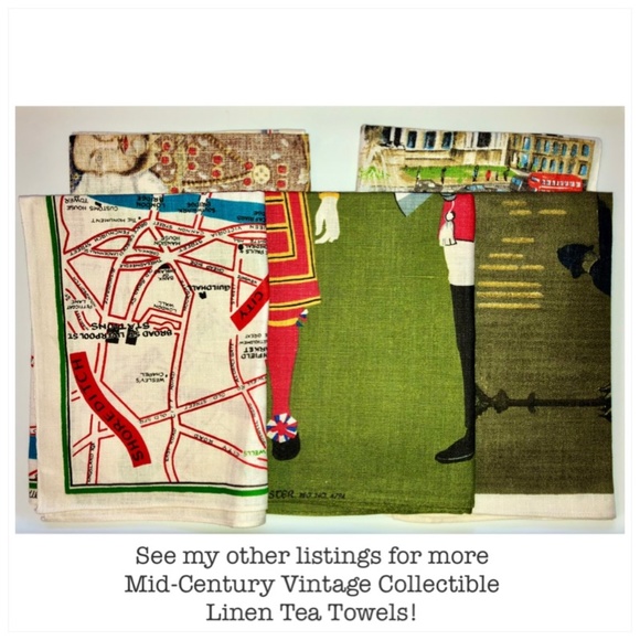 ULSTER Visitor’s London Map Souvenir Irish Linen Tea Towel Mid-Century Vintage - Picture 8 of 8